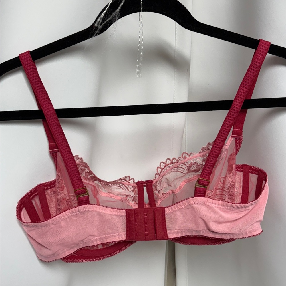 Soma Flirtation Unlined Wired Lace Bra Pink and red 38C - Picture 2 of 5